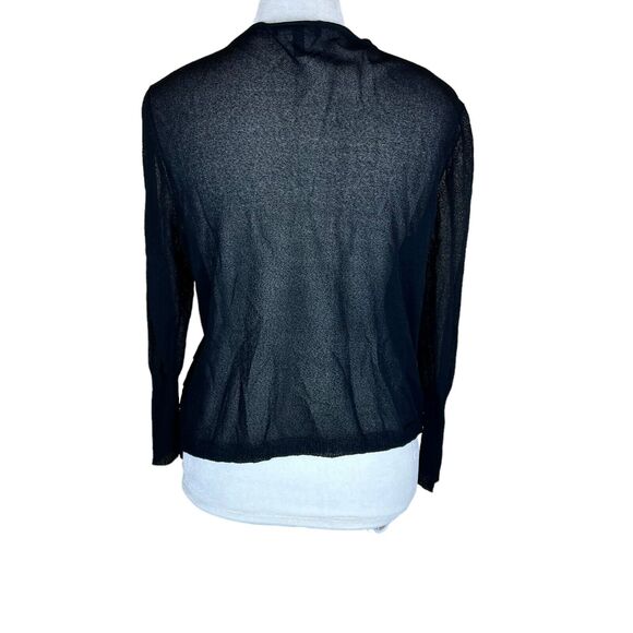 Eileen Fisher Black Tiered Viscose Nylon Cropped 3/4 Sleeve Cardigan Top Sz. XS - Picture 4 of 6